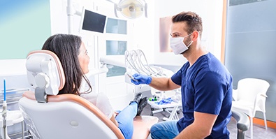 Woman in the dental chair for a consultation