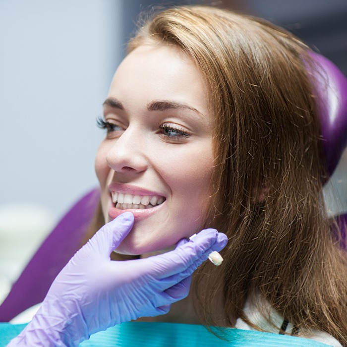 A woman about to receive a dental crown